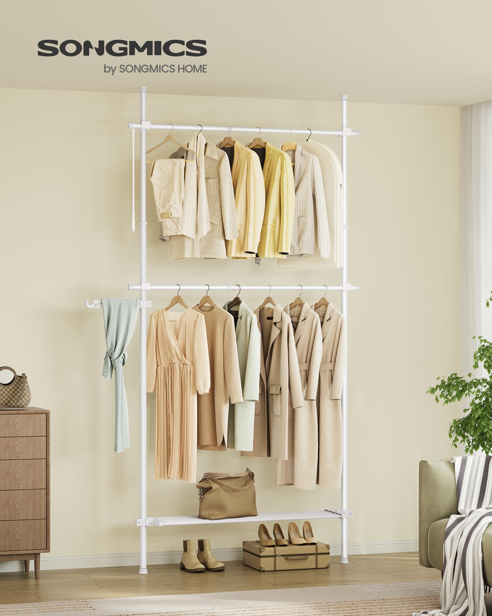 Amazon.co.jp: SONGMICS ハンガーラック ツッパリ 伸縮 洋服掛け