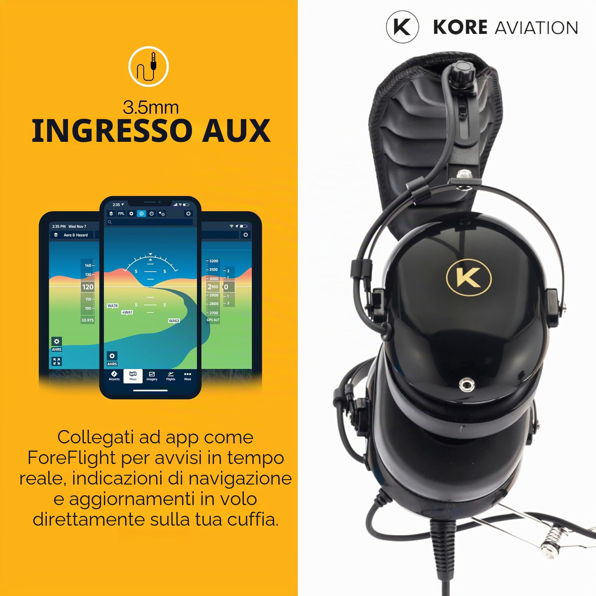 Kore Aviazione P1 Series Pnr Pilot Aviation Headset – Nero