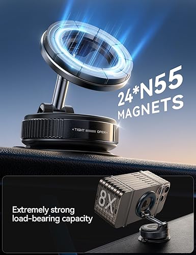 Miniatura 8 de JOYROOM Magsafe - Soporte de coche para iPhone con imán fuerte, soporte de metal de 360 con ventosa de vacío para iPhone 17 Air Pro Max16 15 14 13