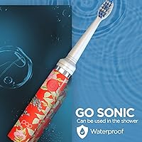 Vista 5 de Cepillo de dientes eléctrico Pop Sonic (floral rojo) – Cepillos de dientes de viaje con batería AAA Cepillos de dientes eléctricos para niños