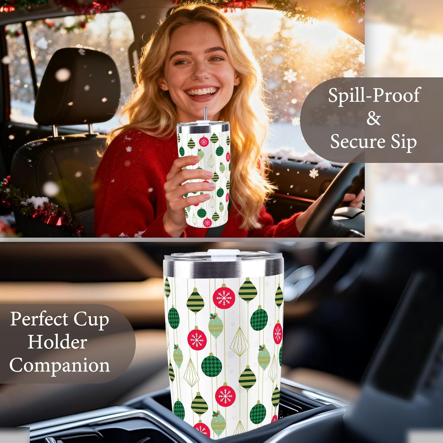 Christmas Gifts for Women 2025, 20 oz White Stainless Steel Christmas Coffee Tumblers with Lid and Straw, Insulated Coffee Travel Mug, Best Xmas Themed Gifts for Women Men Girls Teachers Coworkers - Image 7