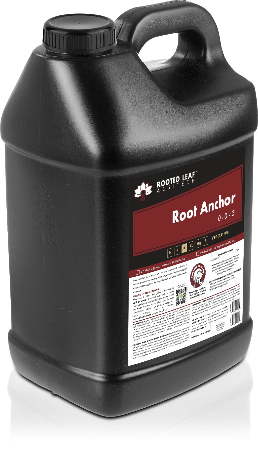 Root Anchor - Carbon Based Humic and Kelp Fertilizer, Nitrogen Free with Potassium to Improve Soil and Enhance Plant Growth for Garden Plants Grass Lawns - 2.5 Gallon