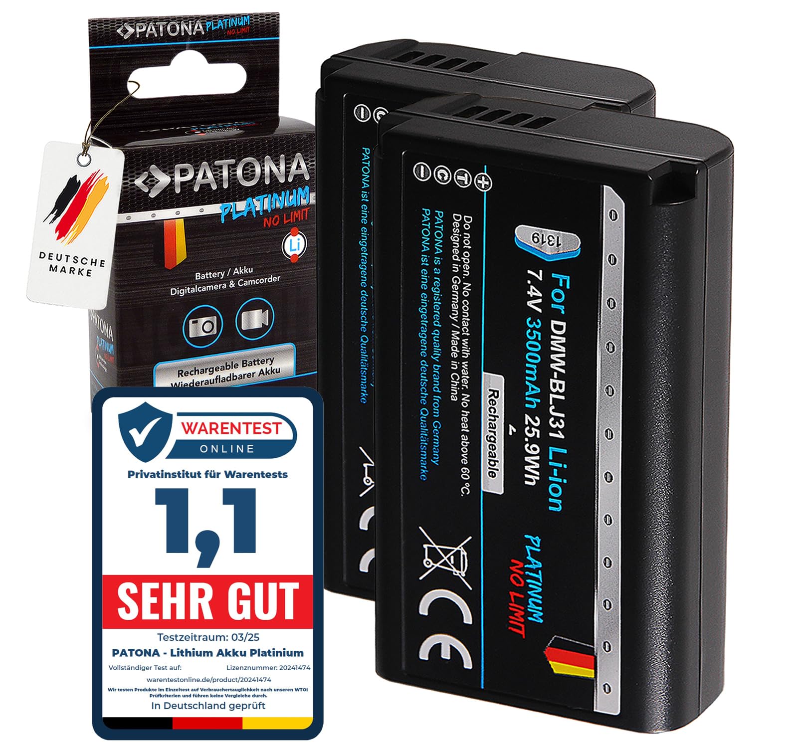 Patona Platinum Replacement Battery For Panasonic Dmw-Blj31 3500 Mah For Lumix Dc S1 S1r S1h