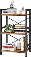 Homeiju 3 Tier Industrial Bookshelf - Rustic Brown Metal Etagere Bookcase, Stable Storage Organizer for Living Room, Bedroom, Office (11.02"D x 16.54"W x 27.56"H)