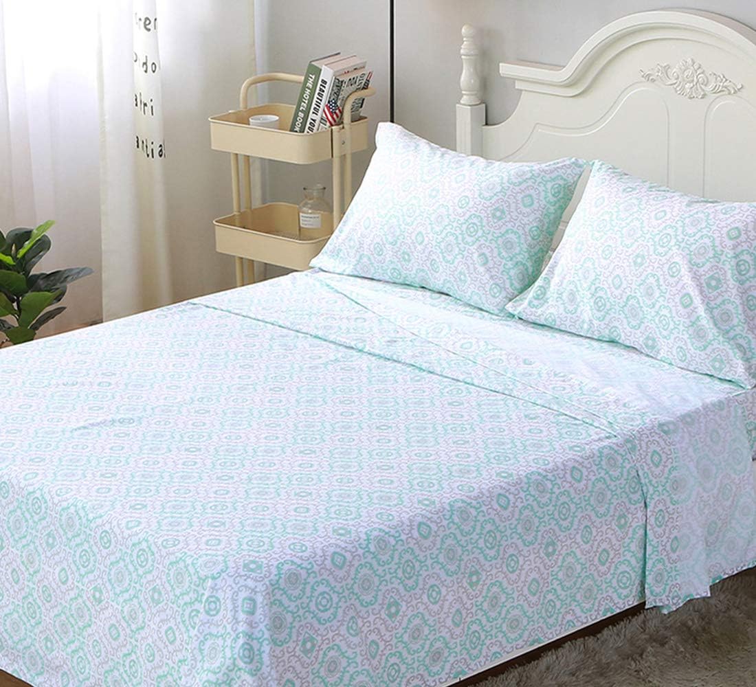 LanJia Bed Sheets Set King Size Soft Brushed Microfiber Bedding Sheets 4-PC, 100% Polyester Bedding Collection - Includes 1 Fitted Sheet, 1 Flat Sheet, 2 Pillowcase (La Plage, King)