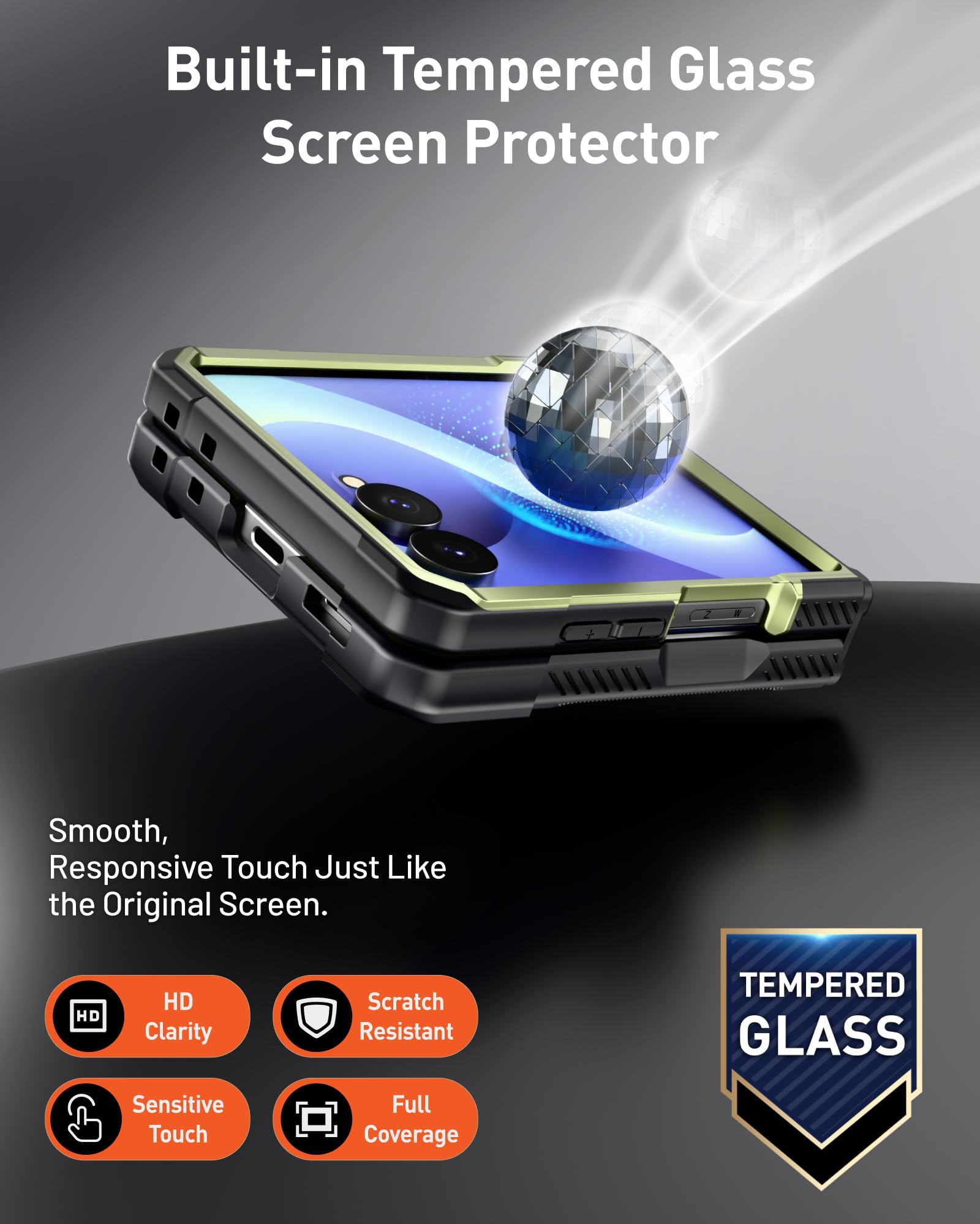 Poetic Spartan - Custodia protettiva per Samsung Galaxy Z Flip 8, con cerniera, compatibile con MagSafe, pellicola protettiva in vetro temperato, robusta, antiurto, con cavalletto, colore: verde
