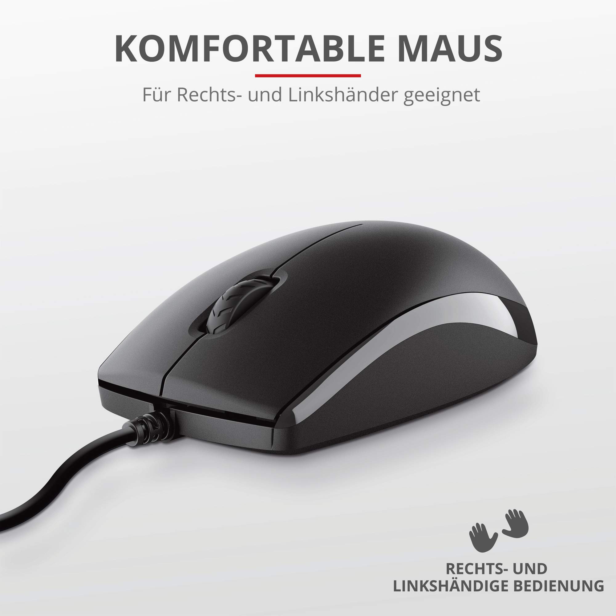 Rii Wired Keyboard Mouse PC Keyboard With Cable, Spillproof, Ergonomic, USB Port, PC/Laptop, Windows/MacOS, Office/School - German QWERTZ Layout - View #9