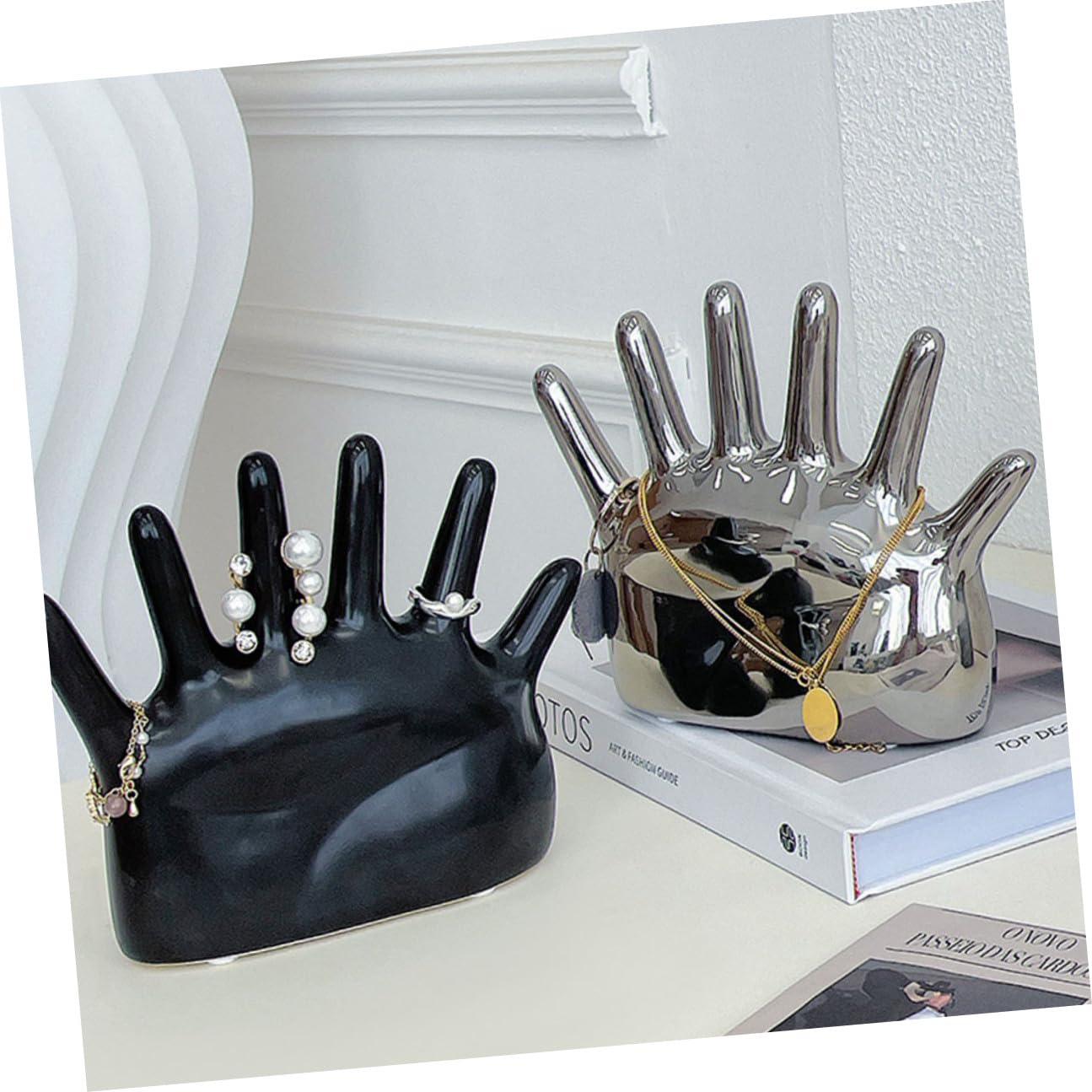 Toyvian Handringhalter aus Keramik mit Silberbeschichtung Schmuckständer für Ringe Elegantes Wohnaccessoire und Ringschmuck Aufbewahrung Schutz vor Kratzern und Anlaufen