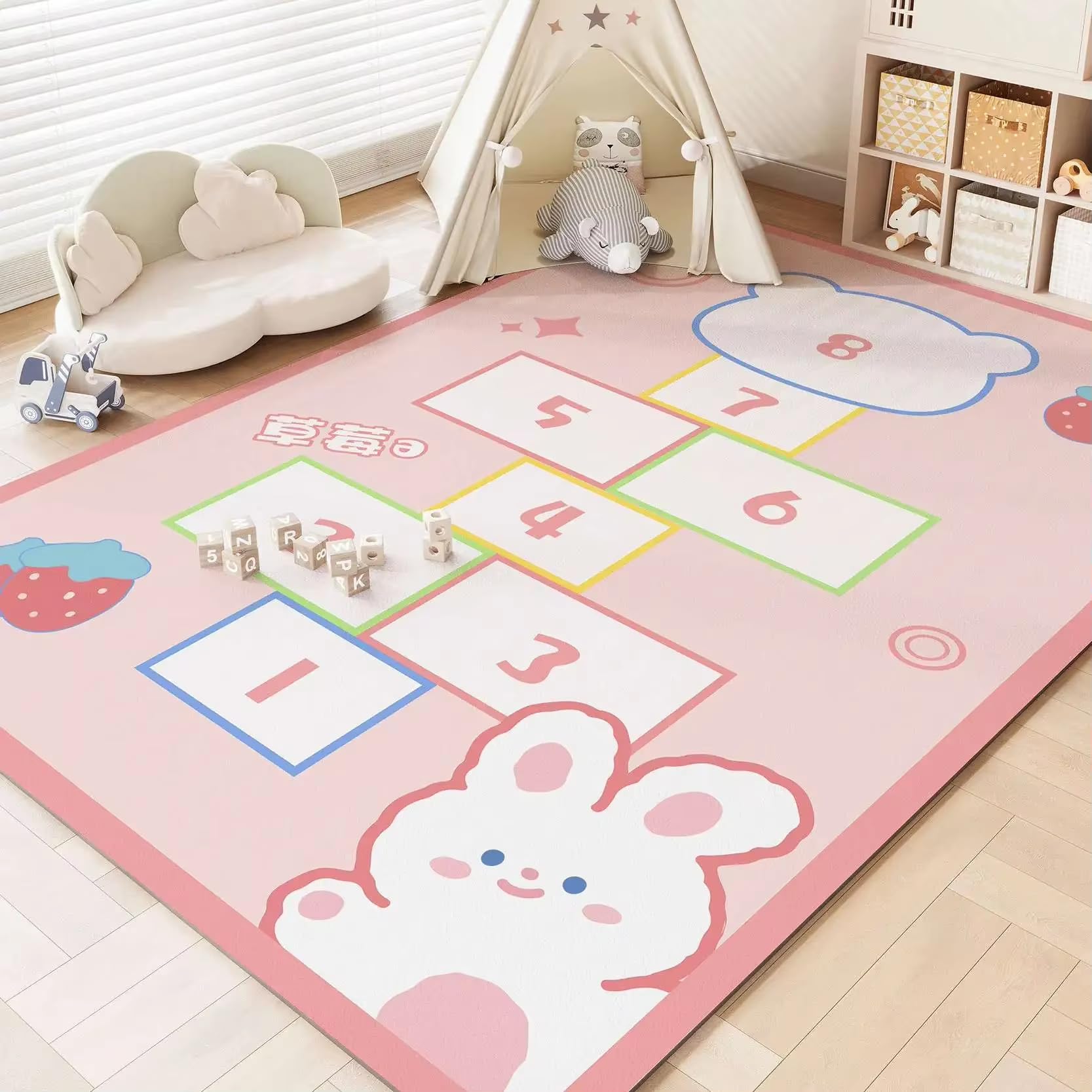 Tapis de jeu enfants ultra résistant lavable motif route 70 x 120 cm