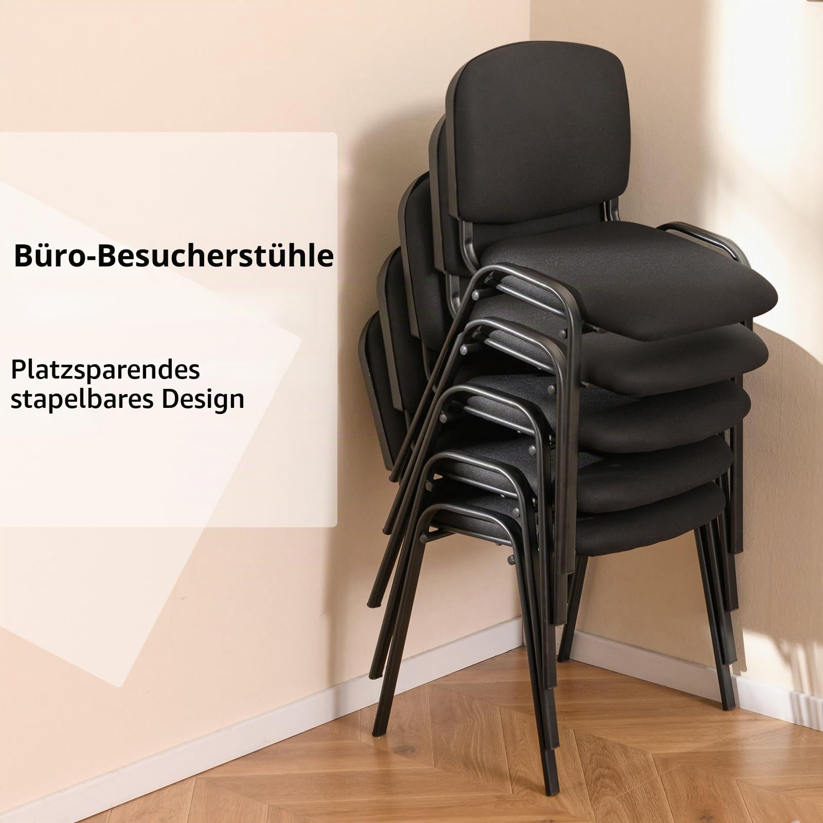 GIANTEX 5er Set Konferenzstühle stapelbar mit gepolsterter Sitzfläche
