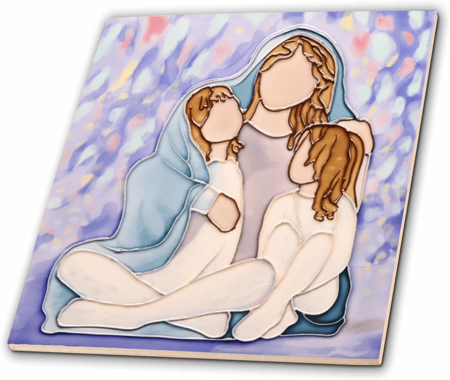 Kunibaka Ceramic Art Decorative Tiles, Handmade 3D Embossed Relief Wall Art, Home Decor Accent for Wall & Tabletop, Unique Gift for Mom Daughter Anniversary Birthday （7.8″x7.8″）