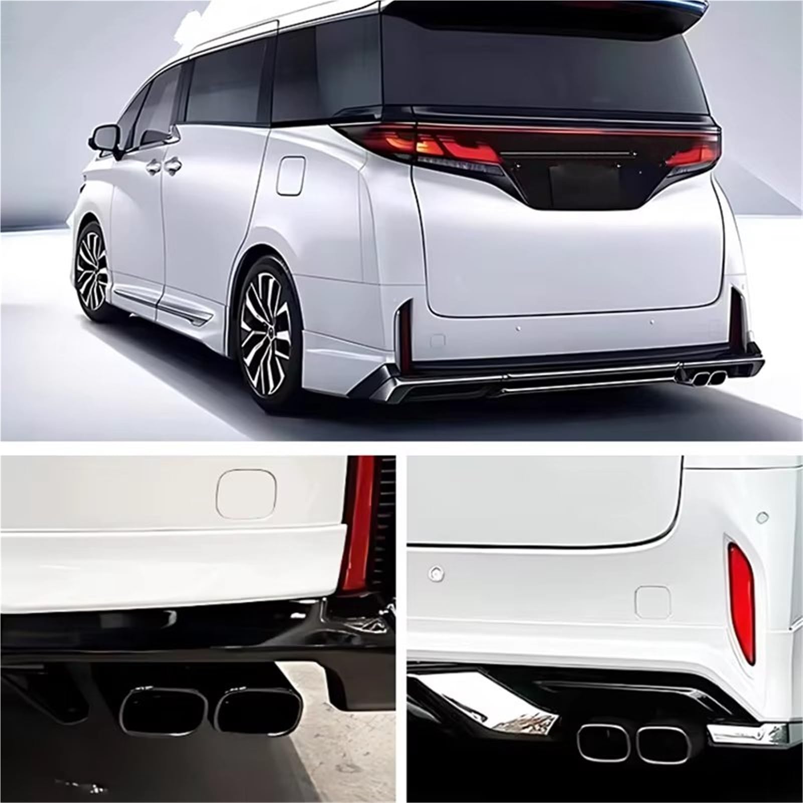 Tubo Cola Coche Escape Coche 2024 Para Toyota Para Alphard 40 Series Silenciador Tubo Cuadrado Doble Cabezal Acero Inoxidable Escape Modificación