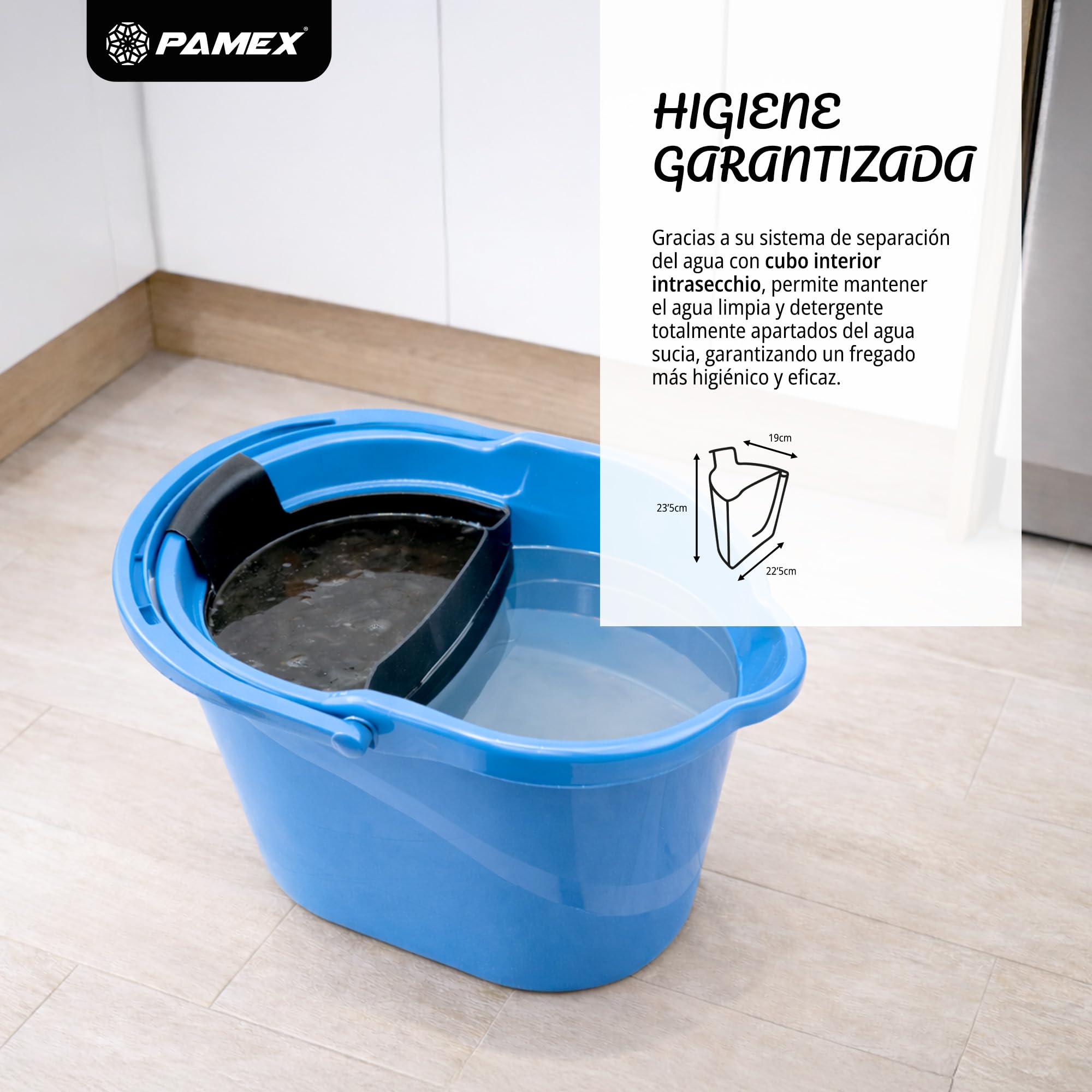 Pamex - Cubo 15l Uno Intrasecchio con Escurridor - 12 Unidades (Azul)