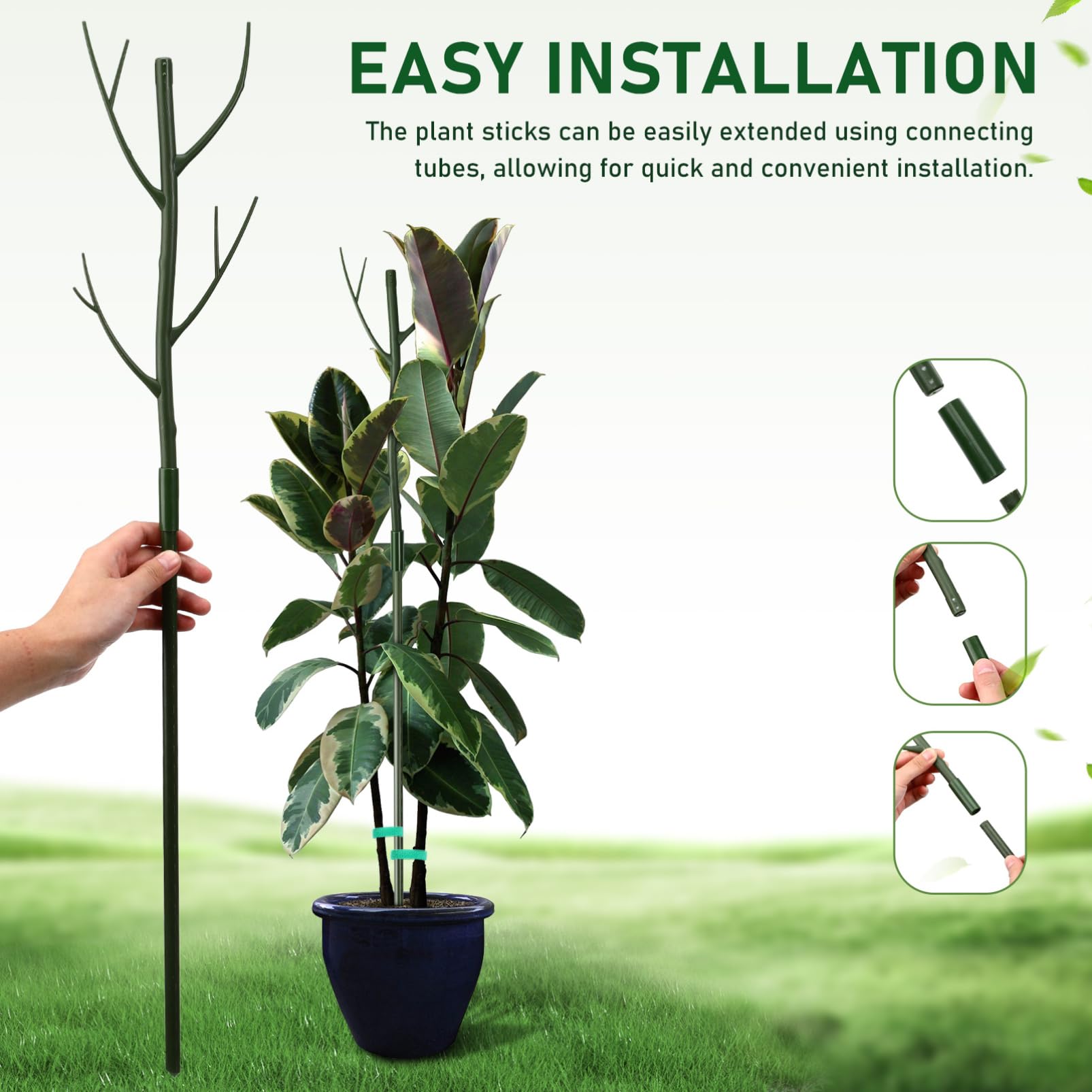 SUPVOX Lot de Tuteurs pour Plantes Monstera, Support de Tige en Plastique, Clips et Liens Torsadés, pour Intérieur et Jardin
