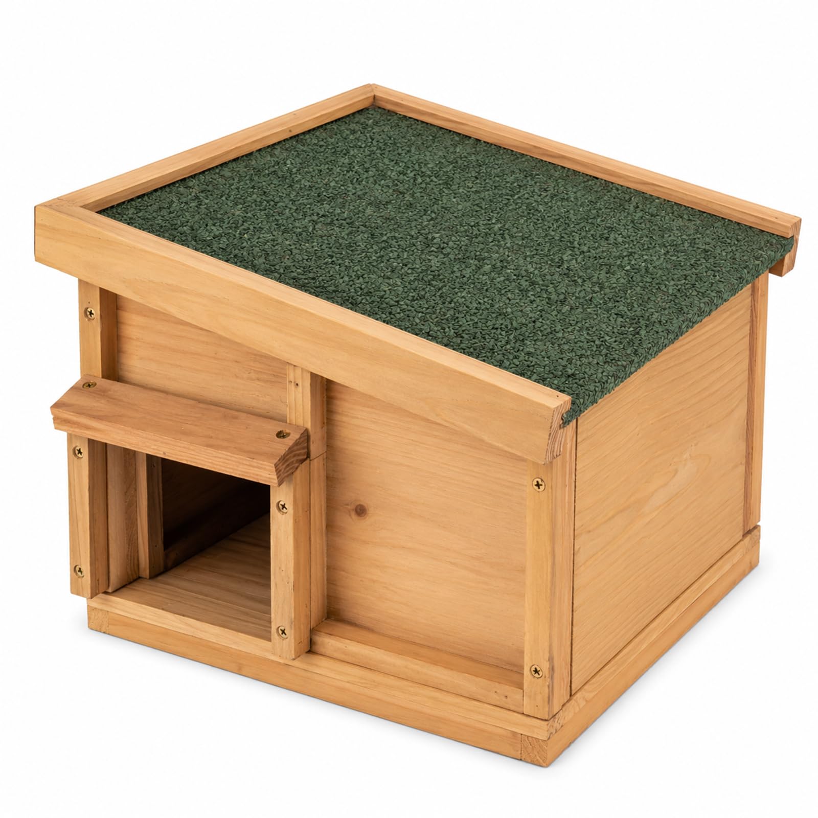 evergoods Hedgehog House Outdoor Shelter, Wooden Hedgehog Feeding Station