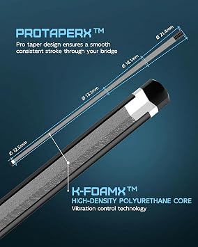 KONLLEN 2.0 Carbon Fiber Pool Cue, Low Deflection Pro Taper