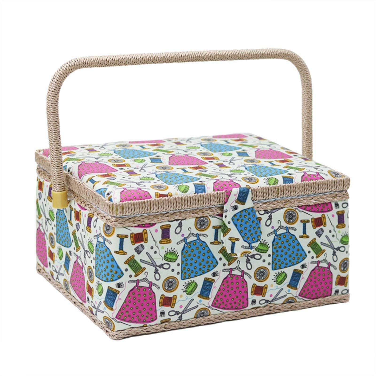 TISHITA Cesto Cucito Portaoggetti Cestino Cucito Scatola Cucito Organizer Cucito con Inserto a Vassoio per Piccoli Accessori E Finiture Tessili Manico Comodo, G款彩色针线