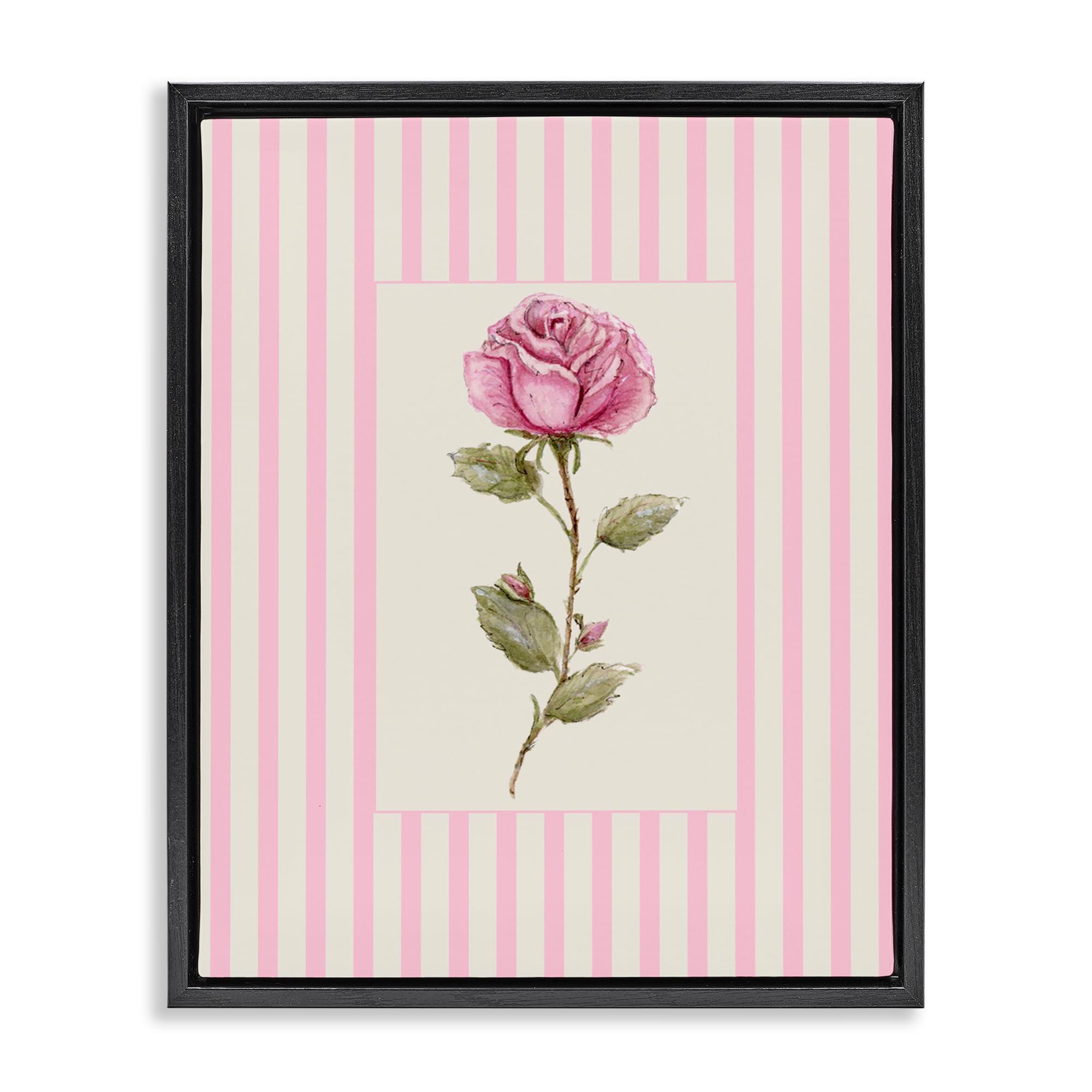 'Pink Stripe Rose'| Floating Frame Canvas Art