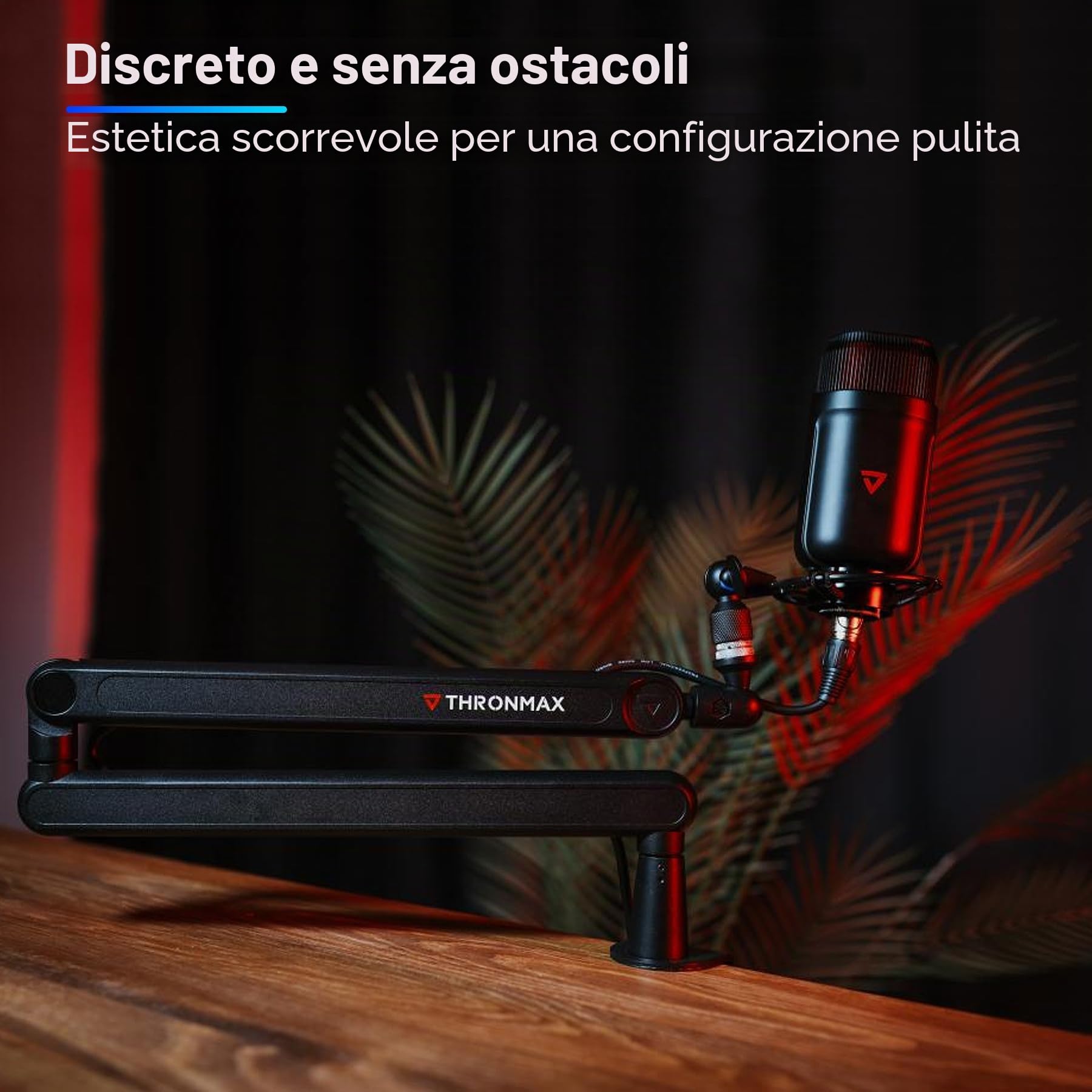 THRONMAX S7 TUNE Braccio per Microfono a Profilo Basso, Supporto per Microfono a Rotazione 360° per Streaming, Podcast e Giochi, Compatibile con Blue Yeti, HyperX
