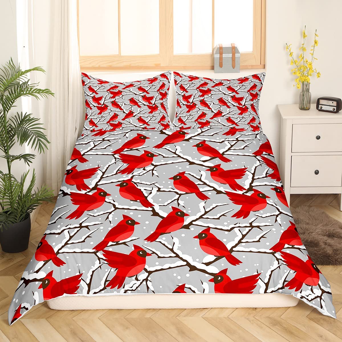 のため Erosebridal Red Cardinal Bedding?Sets Cardinals Birds Fitted?Sheet