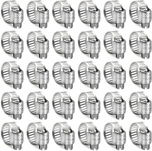Hose Clamp, 30PCS Fuel Line Clamp, 3/8 inch to 5/8 inch Radiator Hose Clamps, Hose Clamps Stainless Steel(10-16mm).