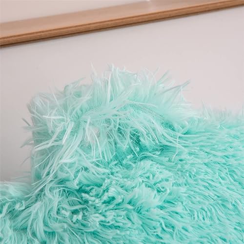 Vista 3 de Meeting Story Almohadas de lectura peludas de felpa con brazos, almohada de pelo sintético para adultos, adolescentes y niños (estándar, aguamarina)