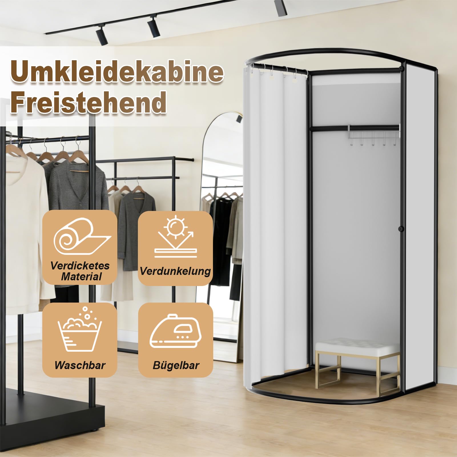 Umkleidekabine Freistehend, U-Form Bewegung Spur Umkleideraum, Bodenstehende Tragbarer Sichtschutz, Schattierung umkleide Öse Eisenhalterung, für Büro Einkaufszentrum