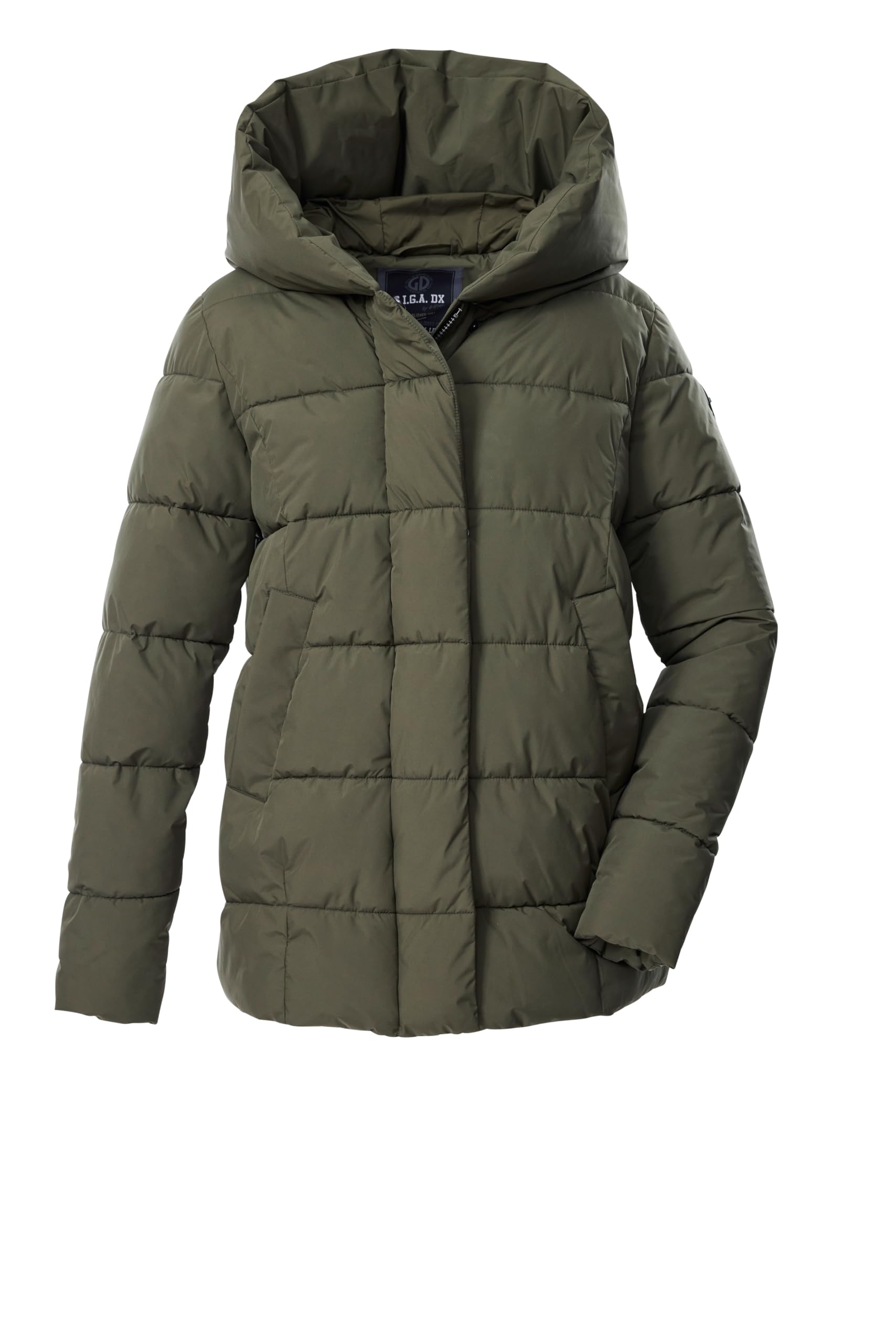G.I.G.A. DX Mujer Chaqueta acolchada/chaqueta funcional con aspecto de plumón y capucha GW 57 WMN QLTD JCKT, dunkeloliv, 48, 43527-000