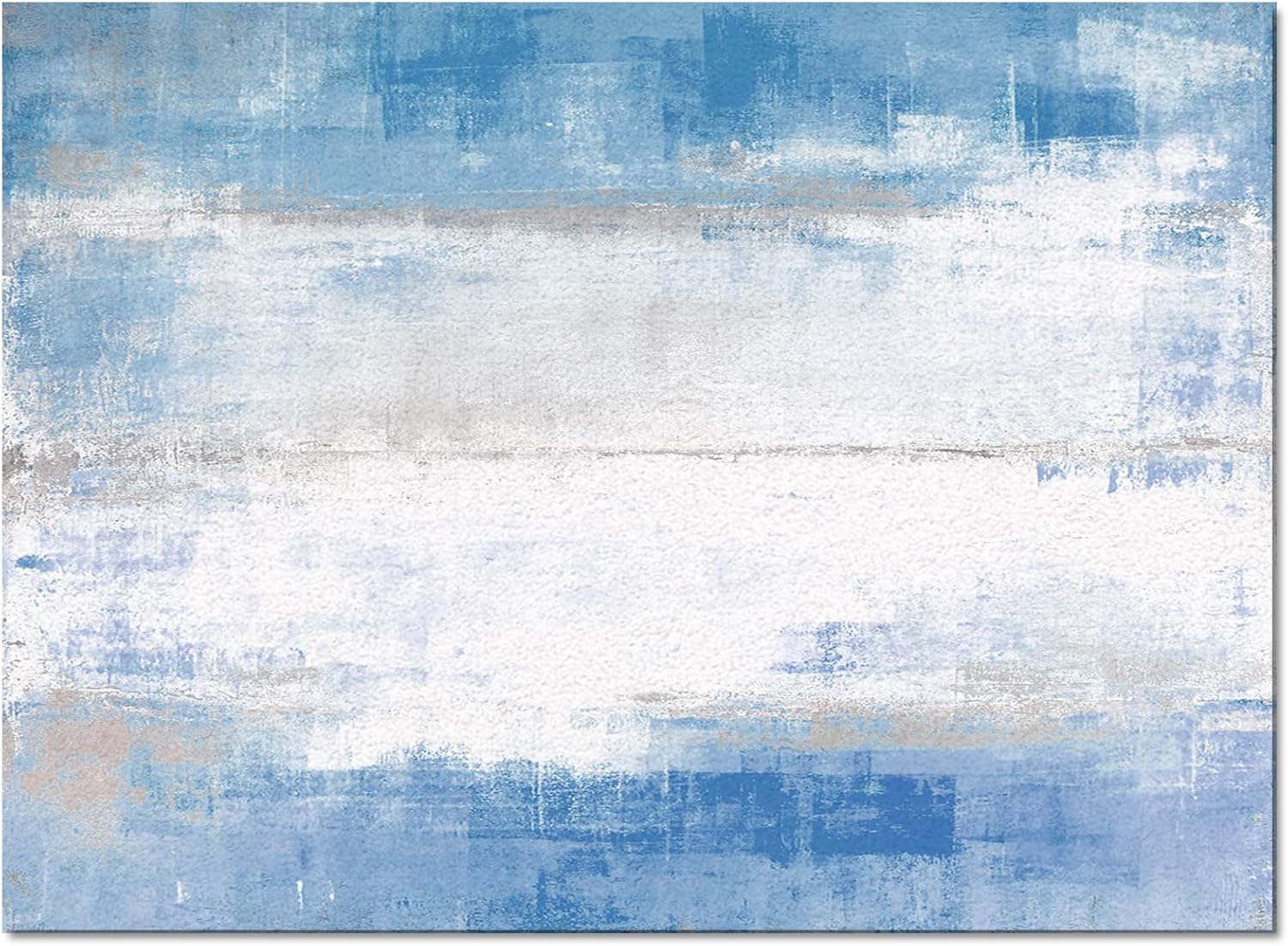 Large Area Rug, Blue Ombre Non-Slip Indoor Accent Area Carpet, Modern Geometric White Oil Painting Abstract Art Fluffy Shaggy Runner Rug for Living Room, Bedroom, Kids Room, 2'7"x 5"