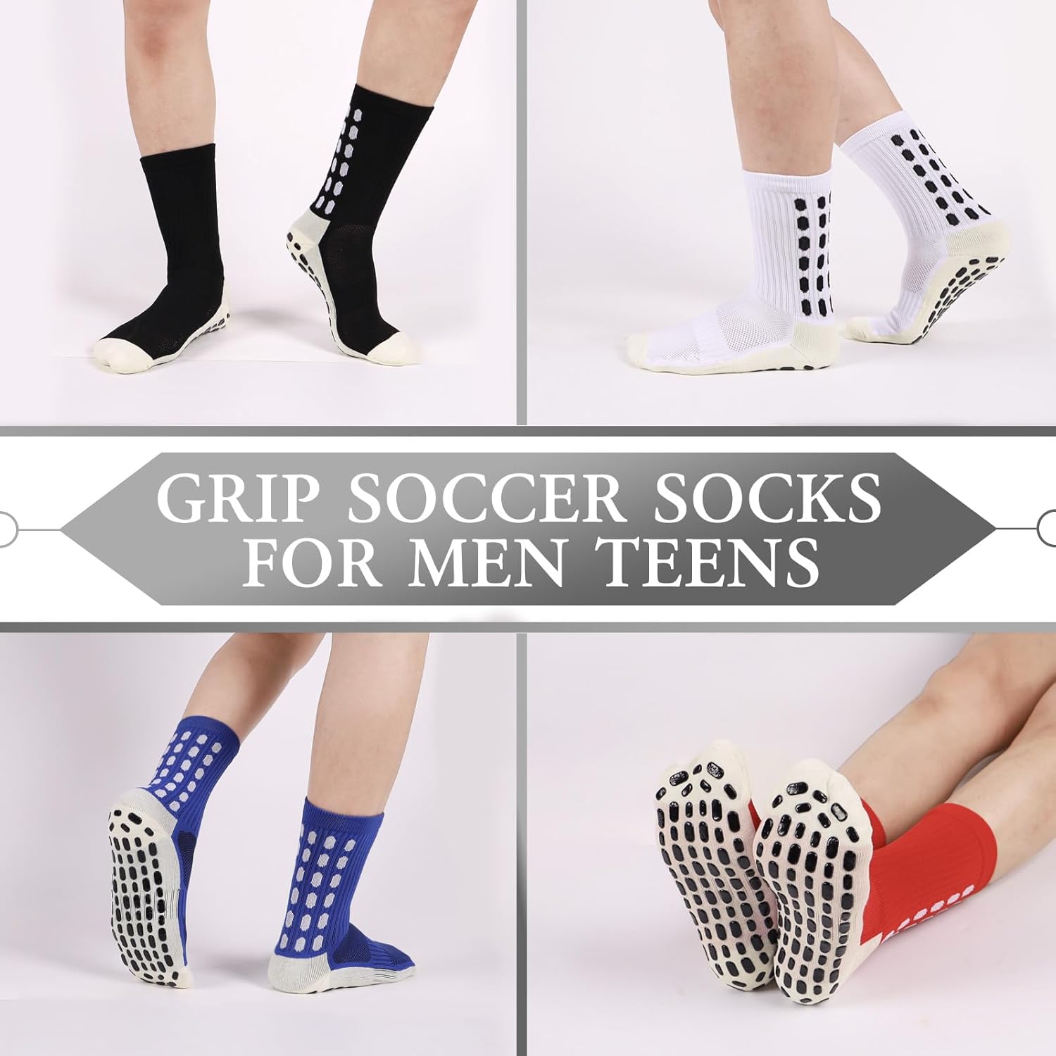 6 Pairs Grip Soccer Socks Colorful Non Slip Sports Football Basketball Hospital Yoga Socks for Men Women - Image 2