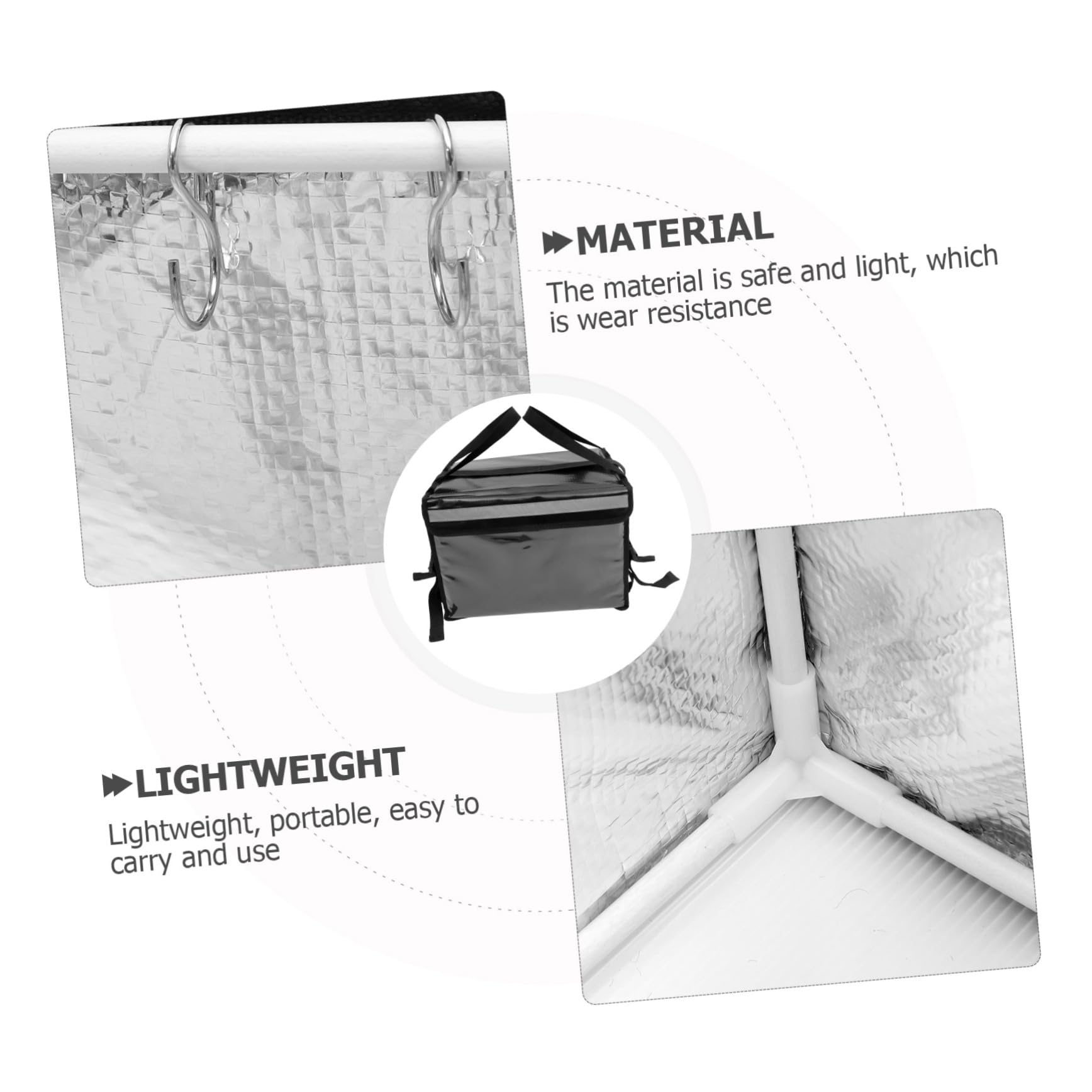 LABRIMP Caja Isotérmica para Comida para Llevar 32l, Portátil y Resistente al Agua, Nylon Negro para Reparto en Interior y Exterior