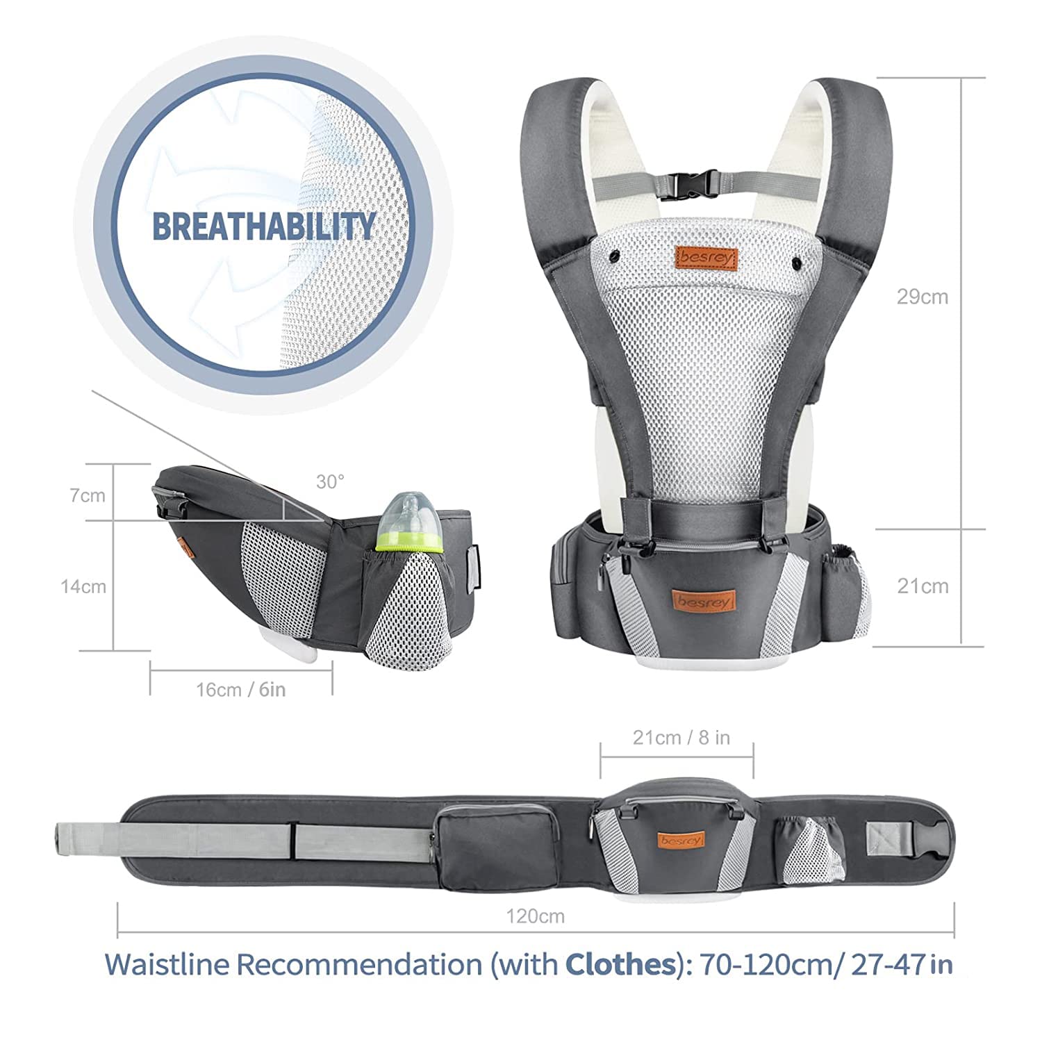 Buy besrey Baby Carrier Front Facing Holder, Hip Seat for Walk, Men