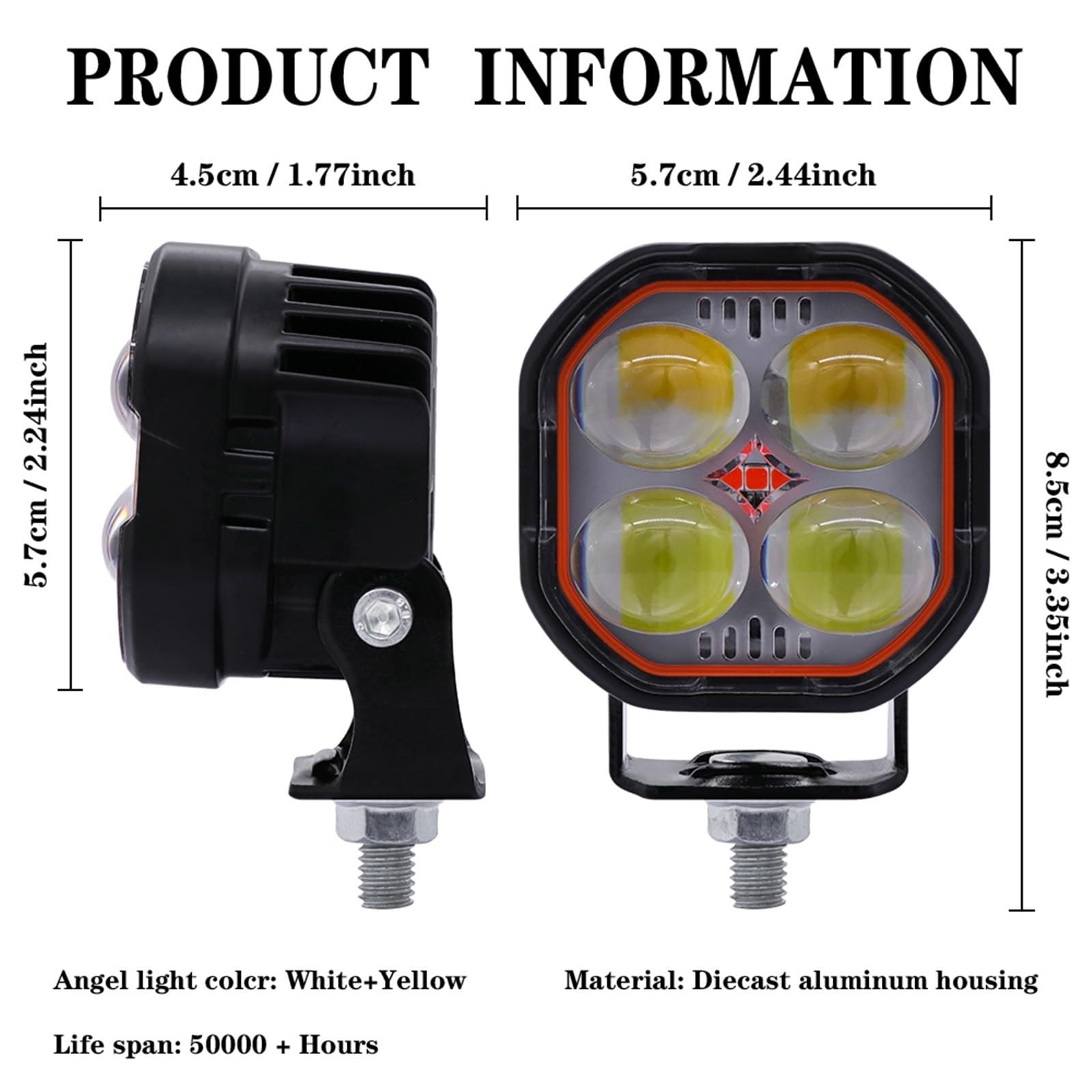 Anabbaglianti Faro LED da 40 W per moto, super luminoso, proiettore doppio, fendinebbia, per auto fuoristrada, ATV, camion Luci per motociclette(2PCS)