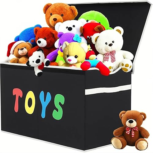 Miniatura 9 de YOLOXO Caja de juguetes, contenedores de almacenamiento plegables resistentes con tapas, cajas organizadoras de juguetes extra grandes para niños,