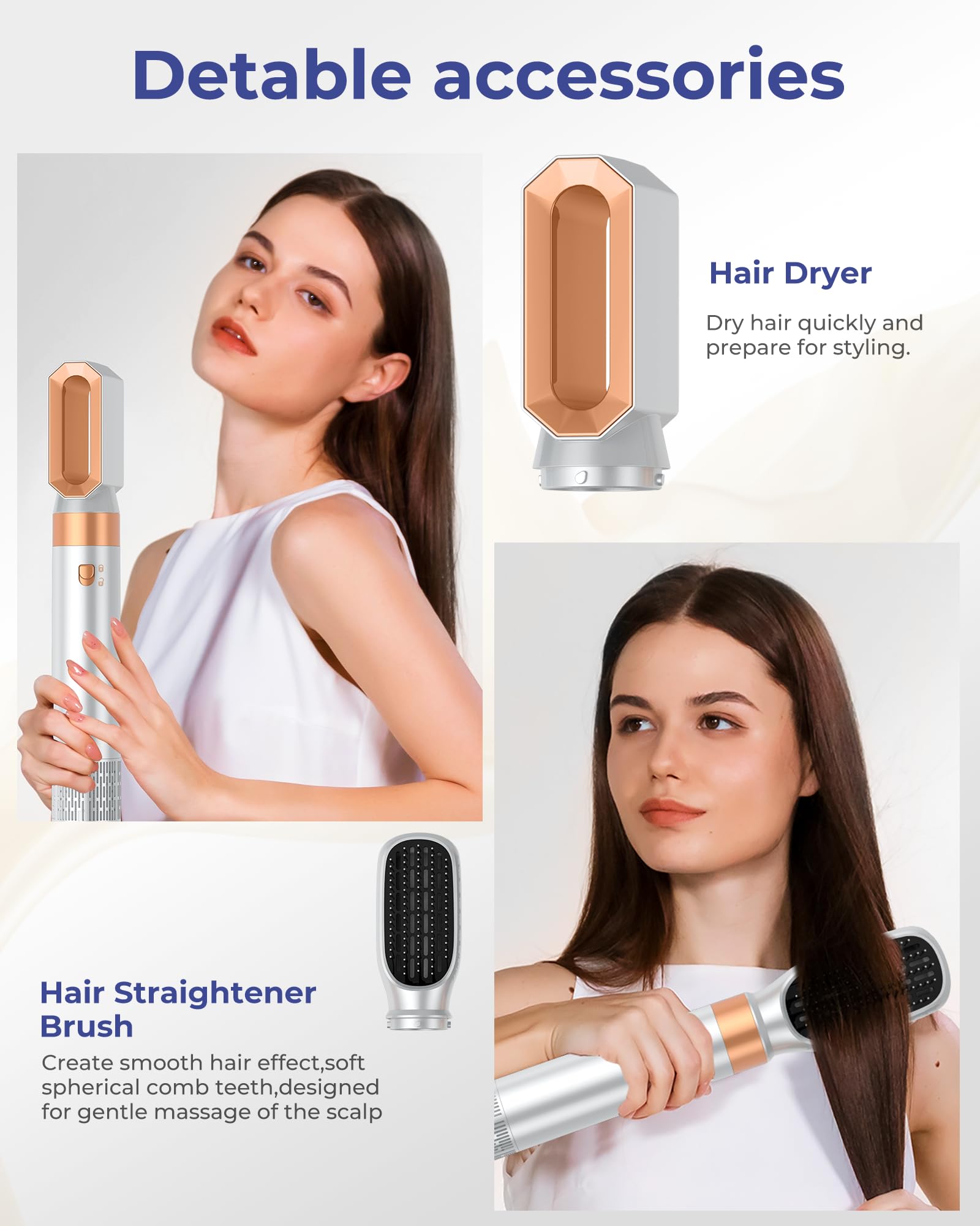 MogaWave Pro Hair styler 6 en 1 Air styler 1000 W Multi Haarstyler mit Haartrockner Rundbürstenföhn Warmluftbürste Föhn Föhbürste Föhbürste automatisch Luft-Lockenstab Haarglätter Bürste Volumenbürste