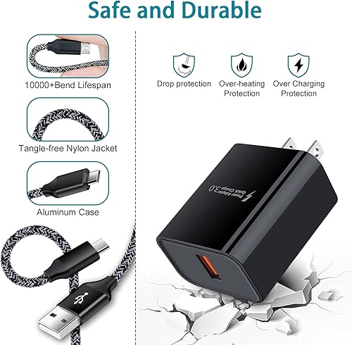 Miniatura 5 de Cargador rápido adaptable Android cargador para Samsung Galaxy S7 Edge S6 S5 J3 J3V J7 J7V J5, Moto G5 G4 E6 E5 E4, LG Stylo 3 2 G4 K50 K40 K22 K20,