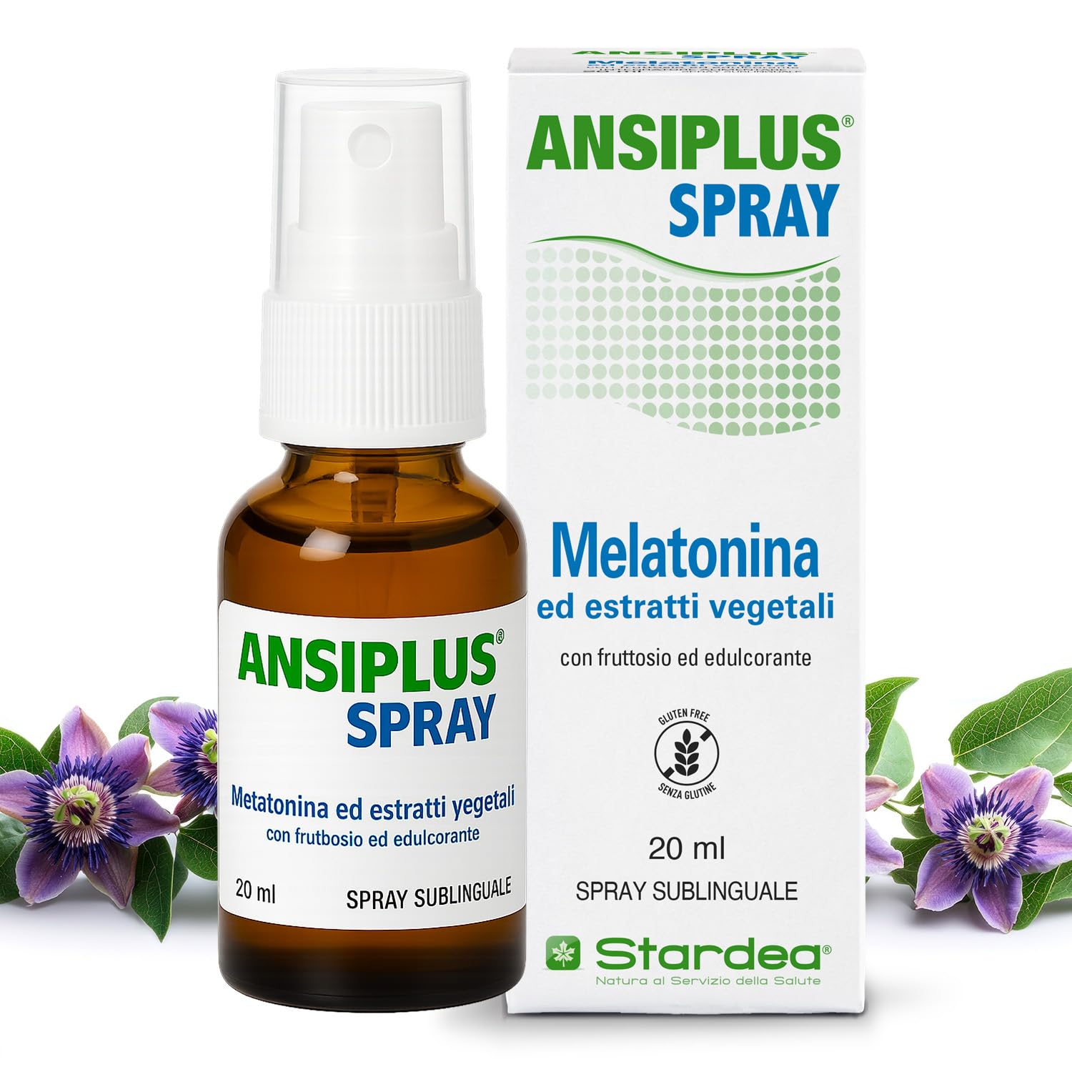 Ansiplus Spray 20 ml, Melatonina Pura Spray, Integratore Alimentare di Melatonina, Aiuta a Dormire, Jet-lag, con Passiflora Giuggiolo Vitamine B3 B6 e Estratto di Magnolia Stardea