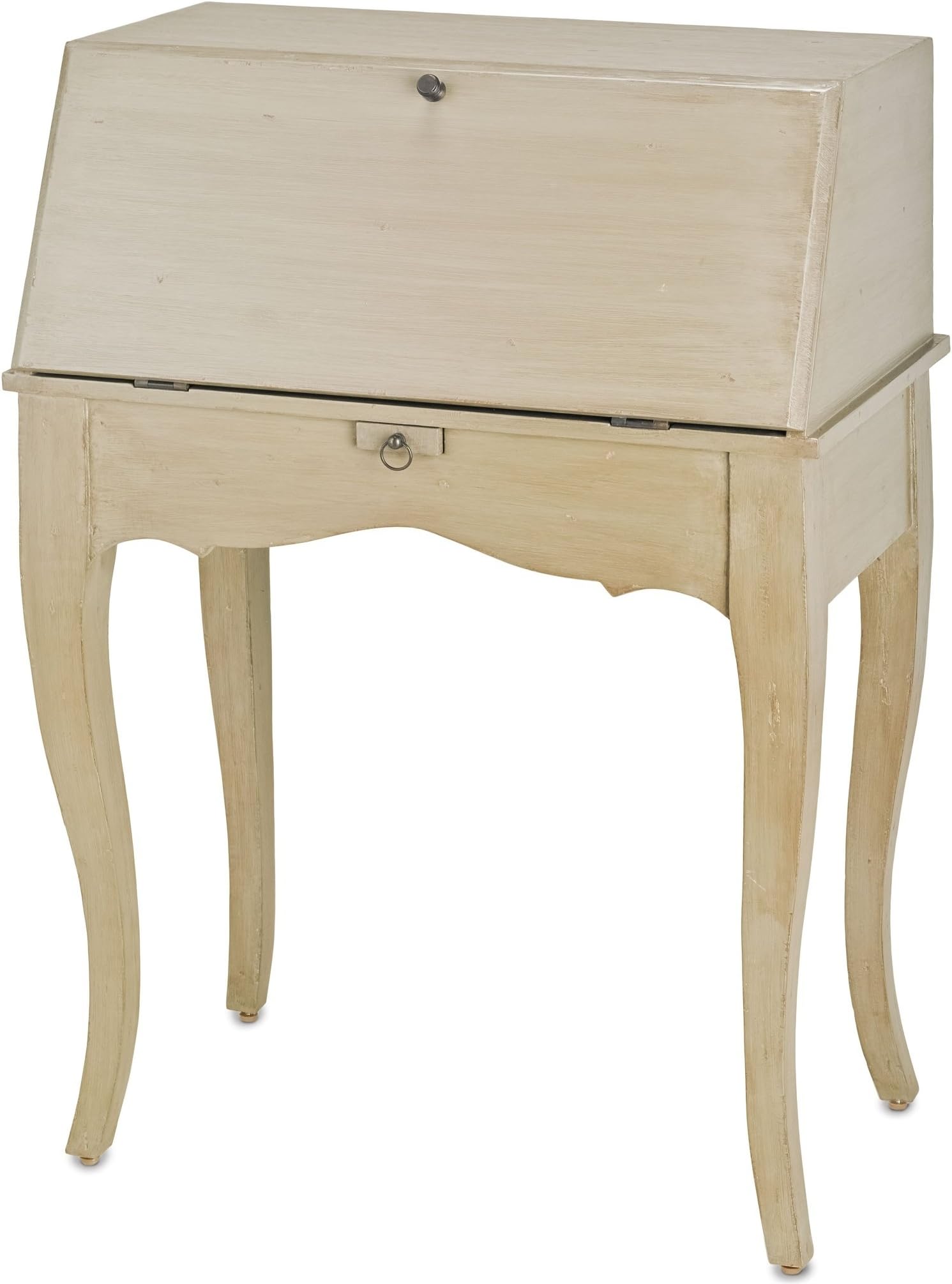 Currey and Company 3217 Knollwood - 42" Secretary Table, Aged Gray/Gray Wash Antique Finish