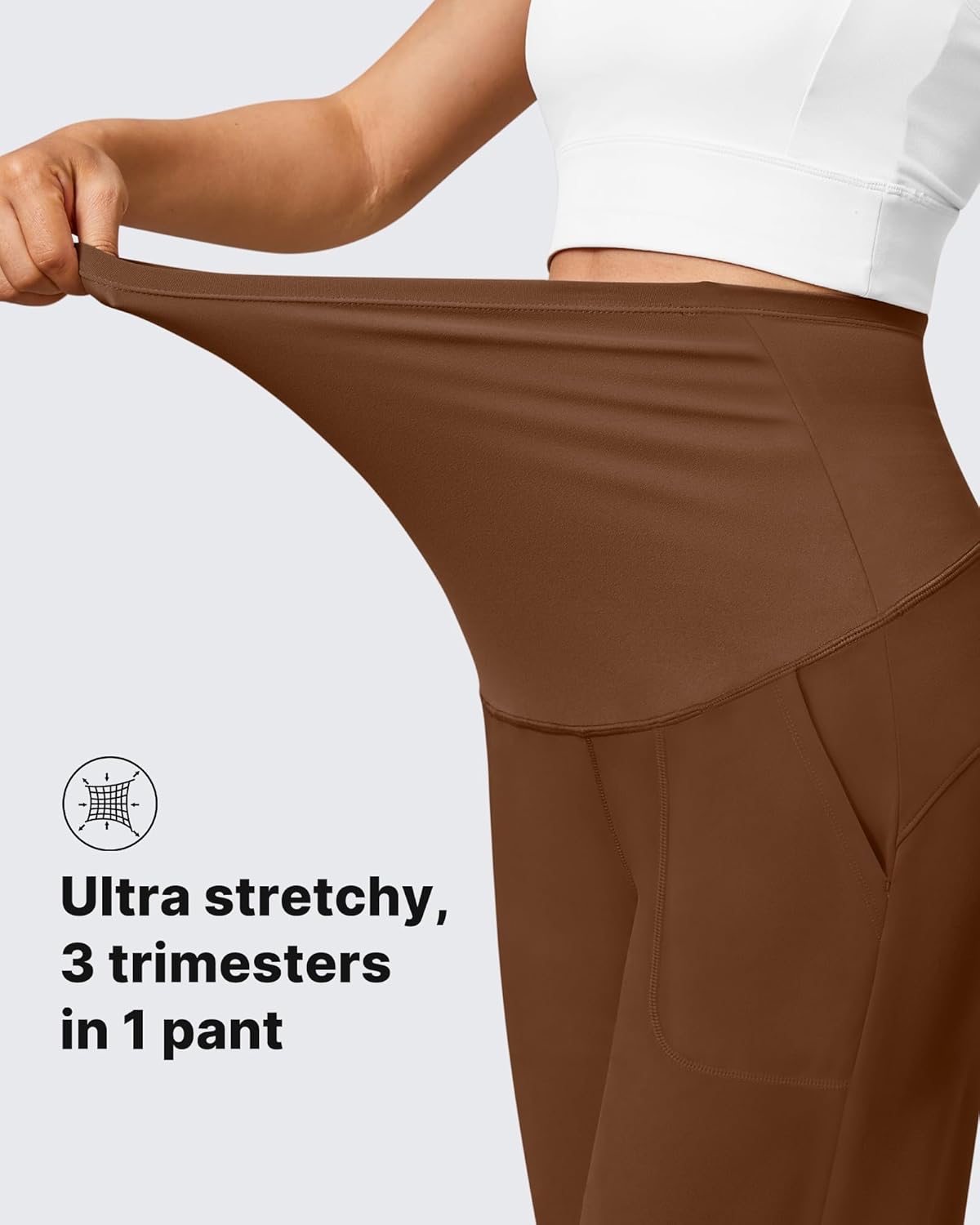 G4Free Maternity Pants Stretchy Workout Lounge Pants Over The Belly Pregnancy Joggers with Pockets - Image 4