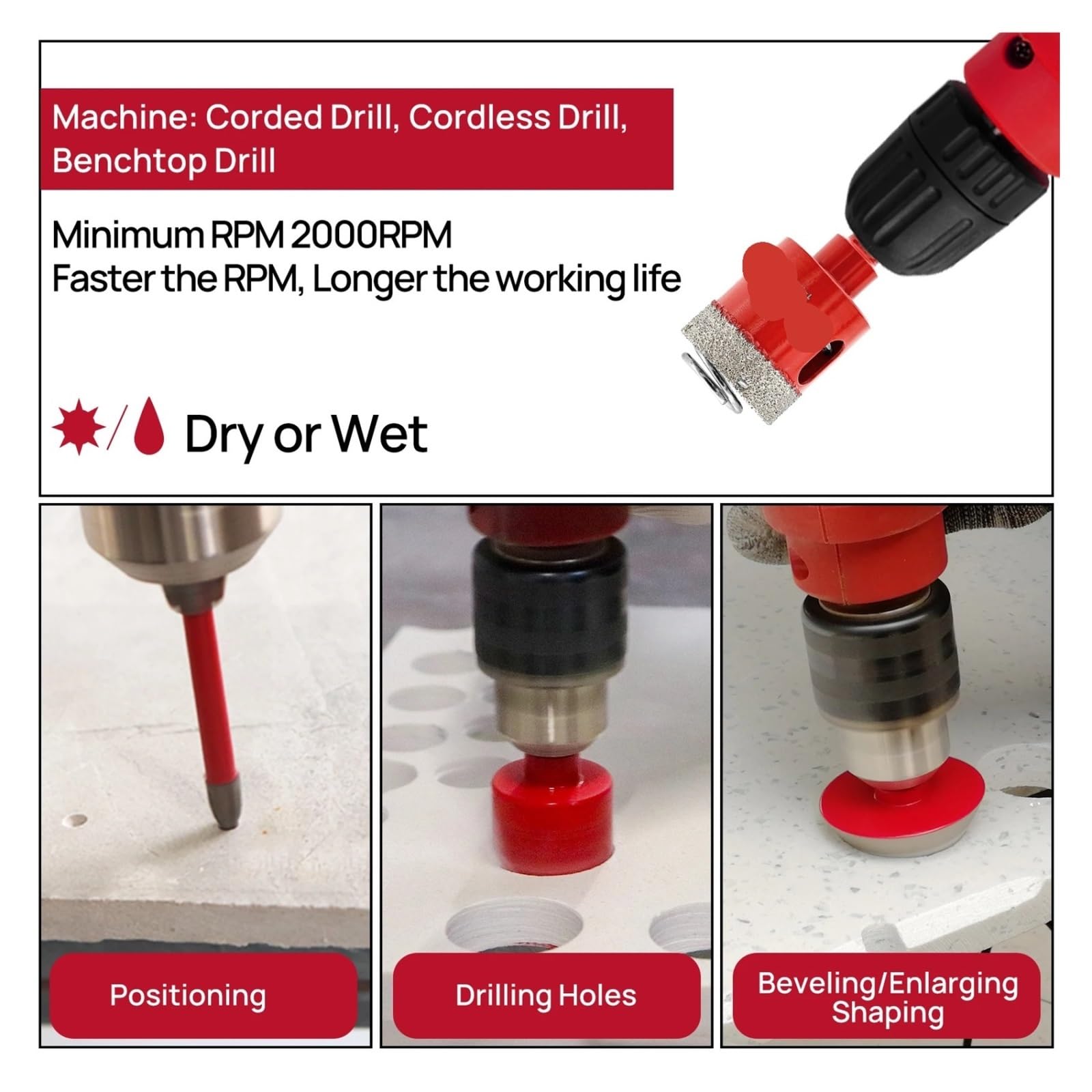 Kit Di Punte For Trapano Diamantate, Punte A Molla In Carburo Di Tungsteno, Set Di Seghe A Tazza For Smussi Da 13 Pezzi
