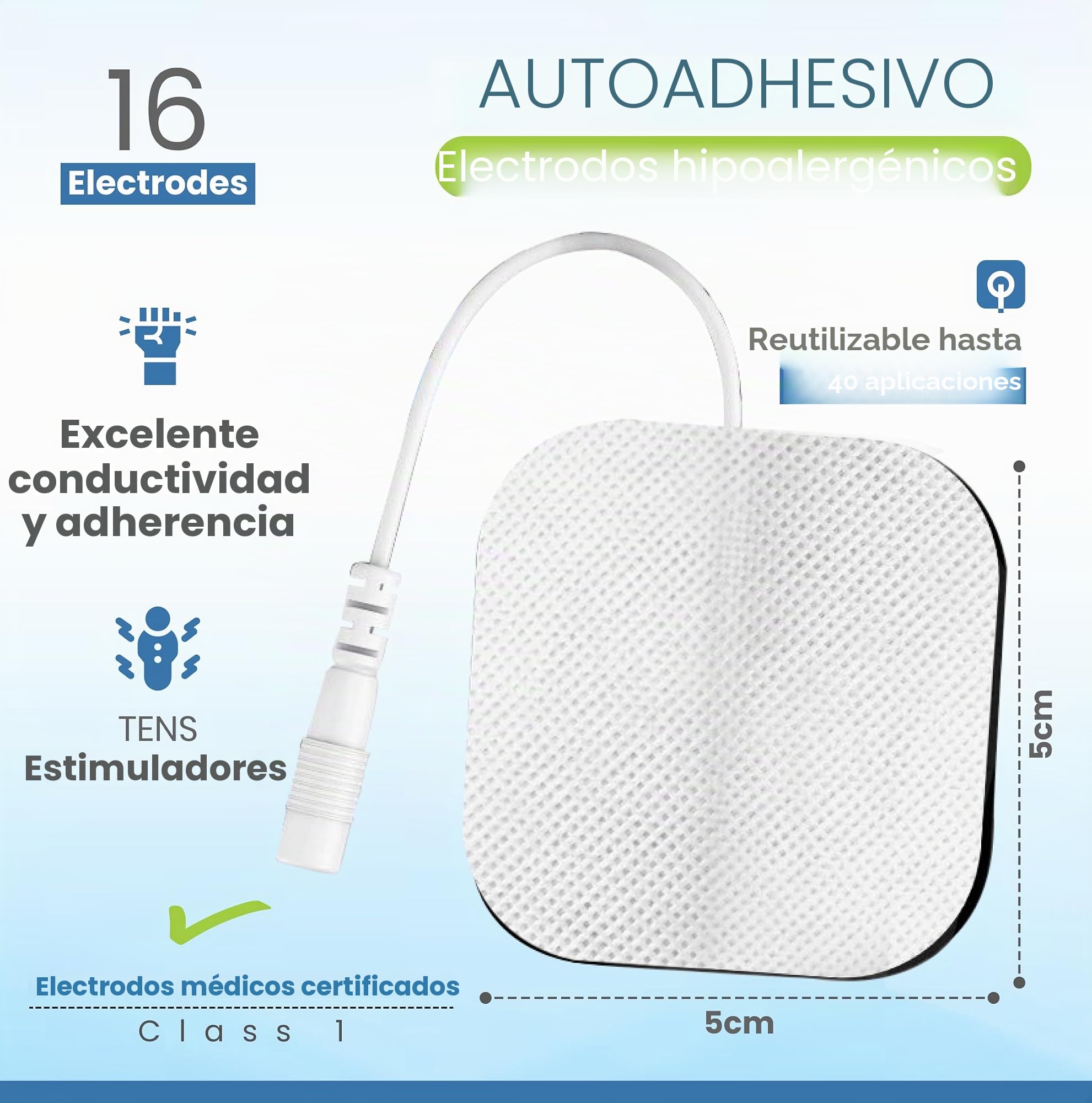 Med-Fit tens pads 16 electrodos 4 packs. El electrodo autoadhesivo extra duradero de la más alta calidad 5cm x 5cm 2 x 2 Med-Fit Electrodes utiliza un gel patentado para una larga vida útil.