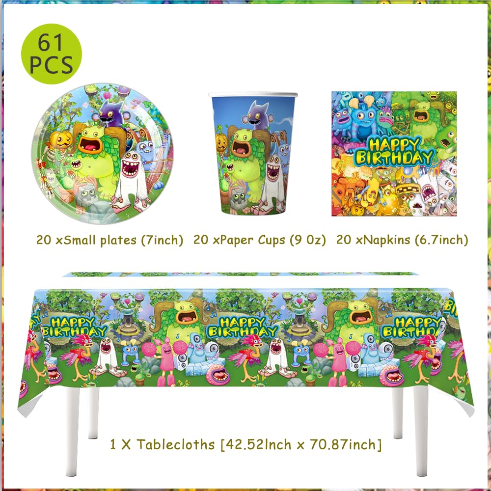 61PCS Set da tavola per festa a tema Trolls, festa di compleanno dell'elfo magico, Trolls dei cartoni animati, tazze, piatti, tovaglie, tovaglioli di carta, per 20 persone