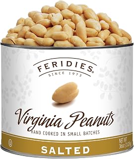 FERIDIES Extra Large Virginia Salted Peanuts 36oz Tin - Gourmet, Non-GMO, No Preservatives, Cooked in Pure Peanut Oil