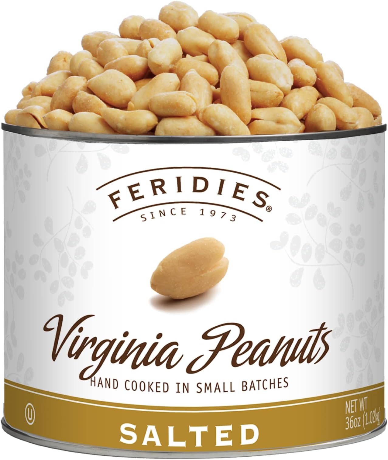 Extra Large Gourmet Virginia Salted Peanuts, Cooked in Pure Peanut Oil, No Preservatives, Non-Gmo, Kosher Certified - 36 Oz Tin
