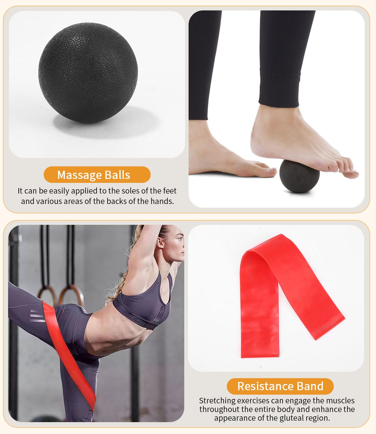 Set di Foam Roller 5 in 1, Roller Pilates ad alta Densità, Rullo per Massaggio,Pallina Massaggio Muscolare, Tenditore, Fascia di Resistenza per Massaggio, Esercizi di Fitness Attrezzi Pilates