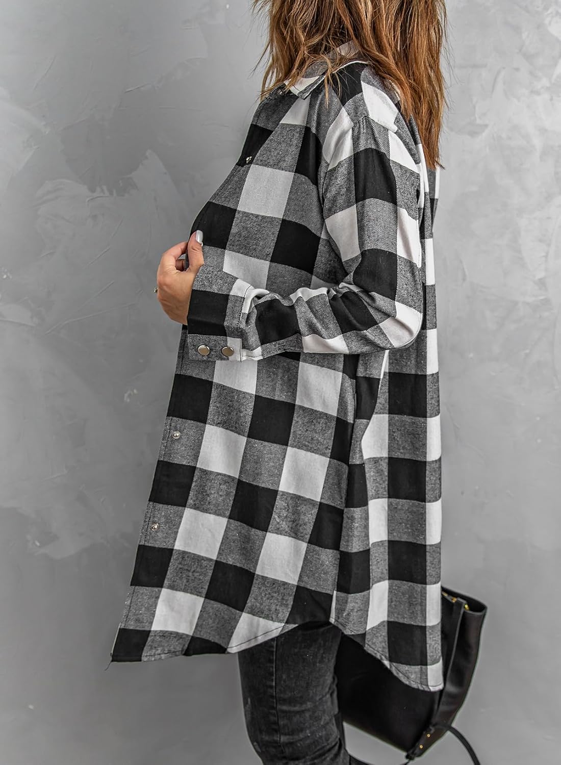 EVALESS Color Block Plaid Shacket Jacket Womens Fall Clothes Fashion Outfits - Image 3