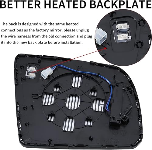 Miniatura 4 de Reemplazo del espejo lateral del conductor para Toyota Sequoia 2008-2017, Toyota Tundra 2007-2020 - Cristal de espejo convexo, espejo retrovisor