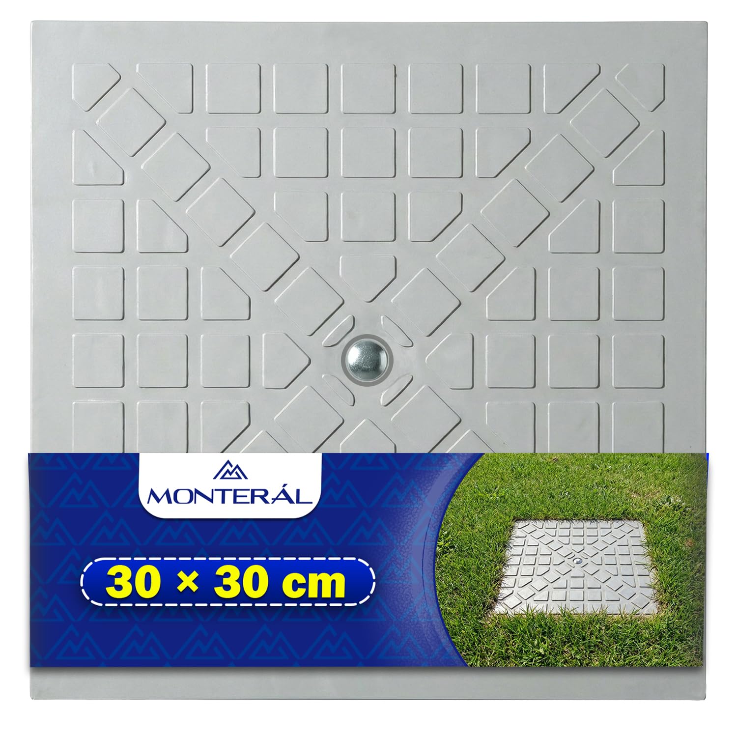 Couvercle de Regard Carré 30 x 30 cm en Plastique - Couvercle Regard Couleur Grise Antidérapant - Garantie de 10 Ans - MONTERAL