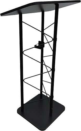 Miniatura 4 de FixtureDisplays Truss Metal y Madera Podio Atril Púlpito Superior de 25" de Ancho con un Portavasos 11566-H-NF