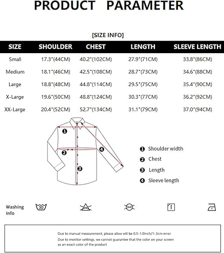 Miniatura 7 de ZEROYAA Camisas de vestir de manga larga con bordado floral para hombre, Blanco Negro